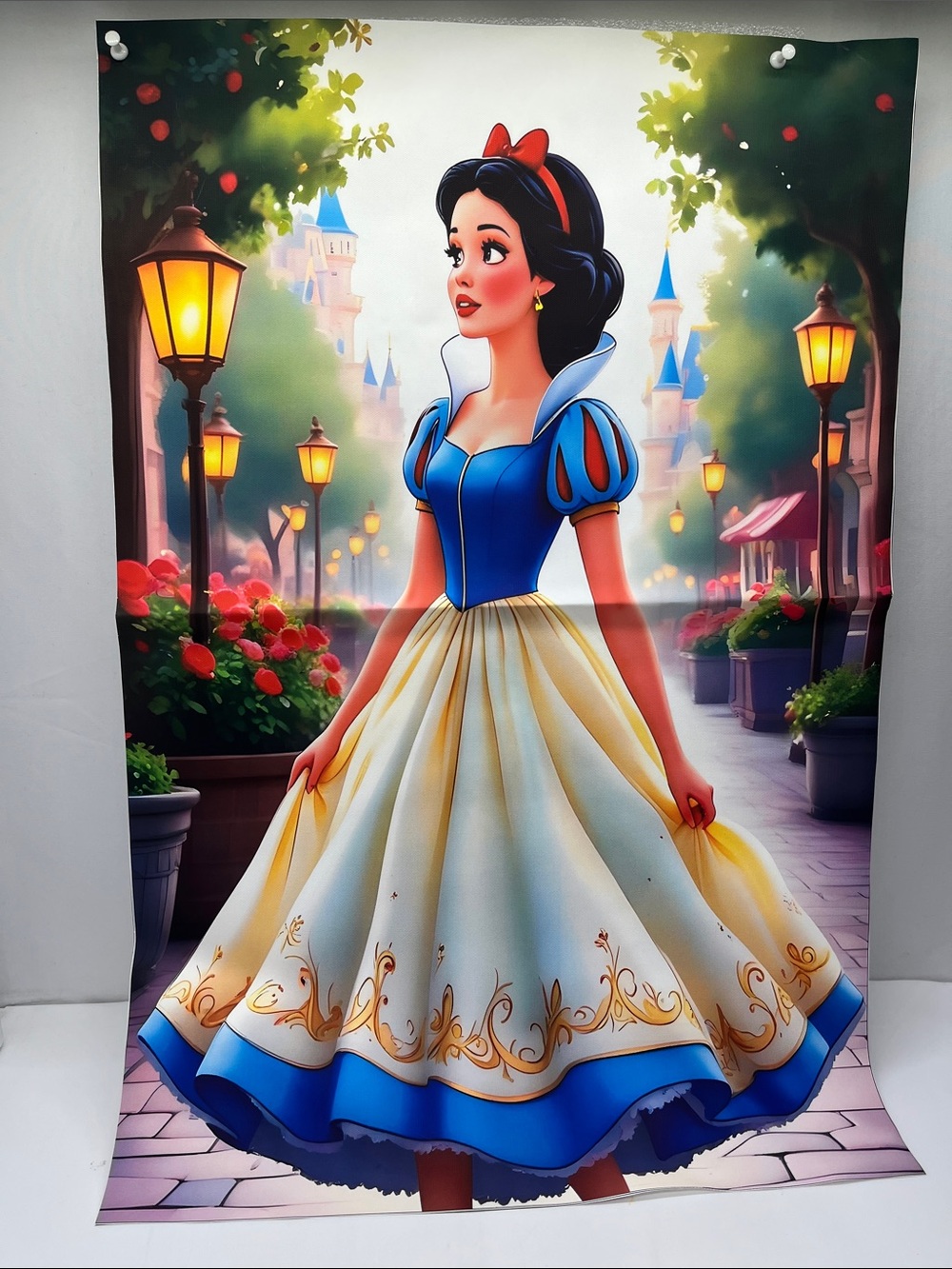 Disney Snow White Princess Wall Canvas Poster - Blue, White & Gold